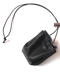 【Orfeo Original】Drawstring Leather Pouch BK