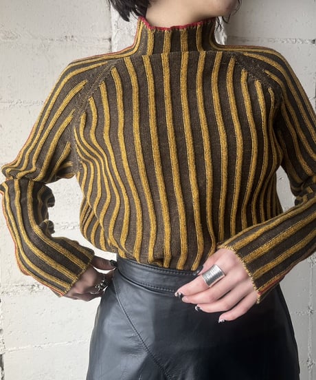 Tricolor Bottleneck Rib Knit BRYERE
