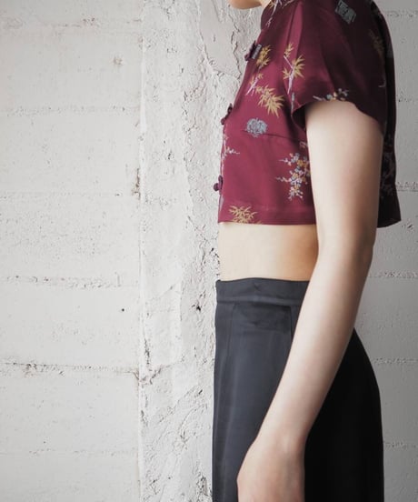 Cropped Short Sleeve China Shirt Wi