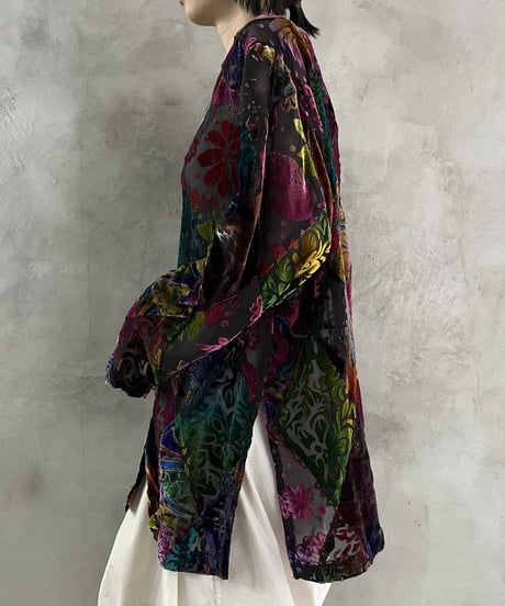 Psychedelic Velour Pattern Stand Collar PIGN