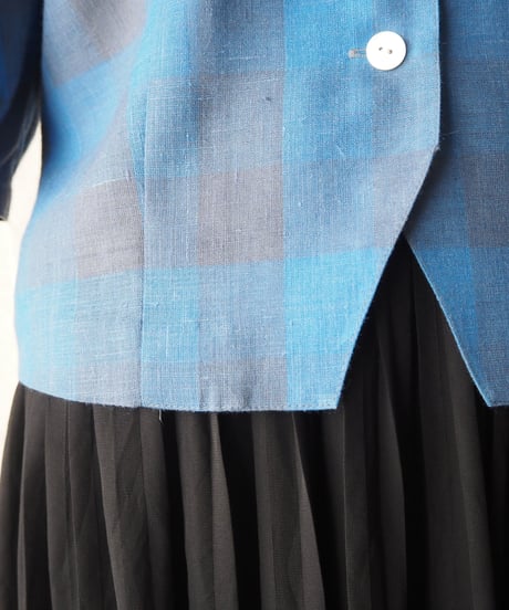 Ombre Check Collarless Blouse BKBL