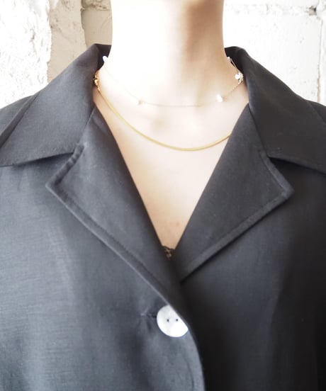 Pleated Back Open Collar Linen Dress BK