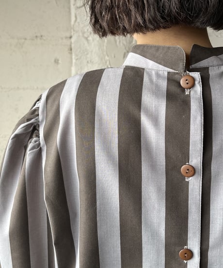Volume Sleeve Stripe Blouse BRGR