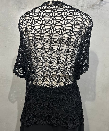 Beads Crochet Short Sleeve Cardigan BK