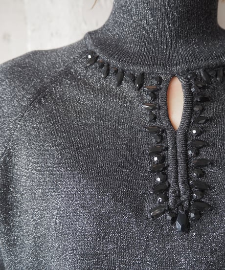 Peekaboo Stone Lame Mix Knit BKSV