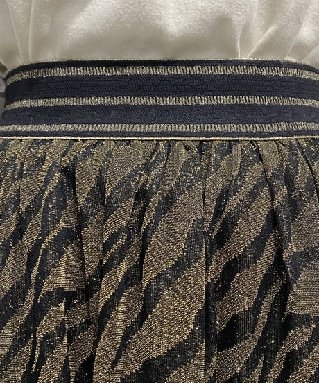 Zebra Pattern Lame Flared Skirt GOBK