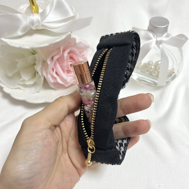 リボン リップケース 未開封 千鳥格子】大粒パールチャーム付きリボンが大人可愛い リップケース