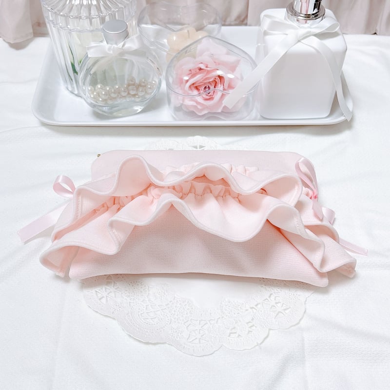メイク品がひと通り入る♪】フリルとリボンにきゅん♡大人可愛い