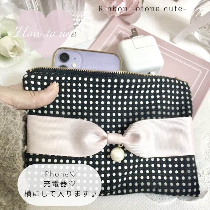 Angelic Pretty ドット柄リボンポーチ Angelic Pretty ドット柄リボンポーチ Angelic Pretty ドット柄リボン