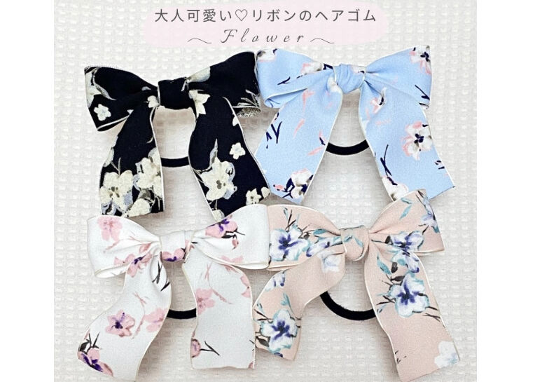 お花と蝶々のリボンヘアゴム fit=scale-down,w=1200