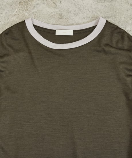 And A アンドエー / 2/72 WOOL JERSEY L/S RINGER KNIT TEE super100防縮ウォッシャブルウールジャージーリンガーニットロンT / AA-A23M005