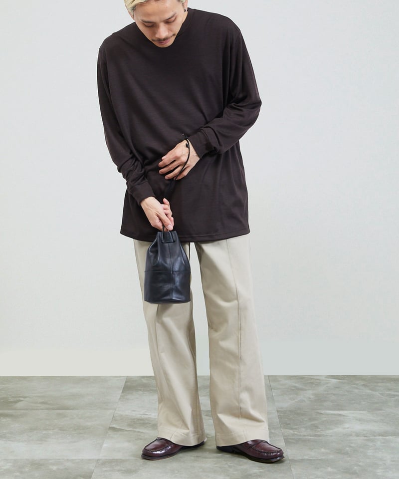 巾着　牛革 And A アンドエー / FINE LEATHER DRAWSTRING BAG【S】牛革巾
