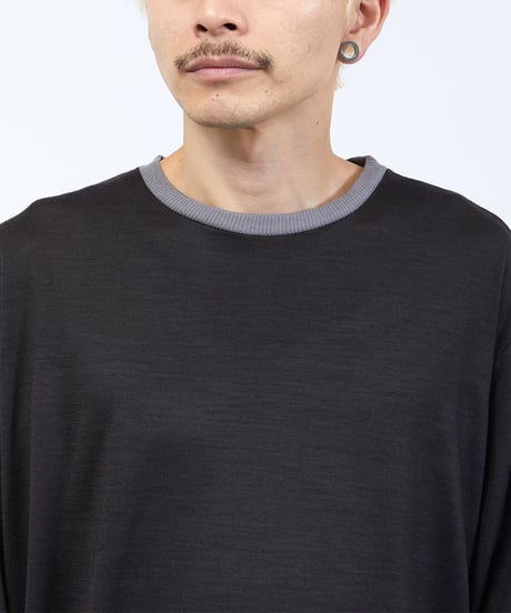 And A アンドエー / 2/72 WOOL JERSEY L/S RINGER KNIT TEE super100防縮ウォッシャブルウールジャージーリンガーニットロンT / AA-A23M005
