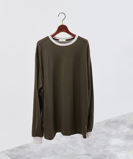 And A アンドエー / 2/72 WOOL JERSEY L/S RINGER KNIT TEE super100防縮ウォッシャブルウールジャージーリンガーニットロンT / AA-A23M005