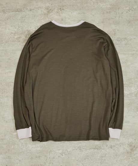 And A アンドエー / 2/72 WOOL JERSEY L/S RINGER KNIT TEE super100防縮ウォッシャブルウールジャージーリンガーニットロンT / AA-A23M005