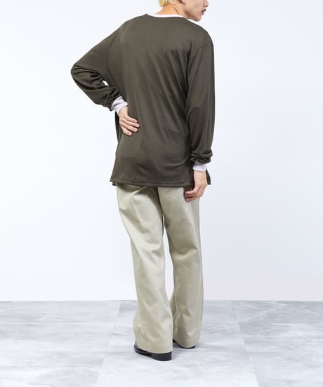 And A アンドエー / 2/72 WOOL JERSEY L/S RINGER KNIT TEE super100防縮ウォッシャブルウールジャージーリンガーニットロンT / AA-A23M005