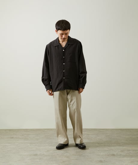 And A アンドエー / COTTON / LINEN OPEN COLLAR L/S LINEN SHIRT JACKET リネンブレンドオープンカラーシャツ / AA-S24M003