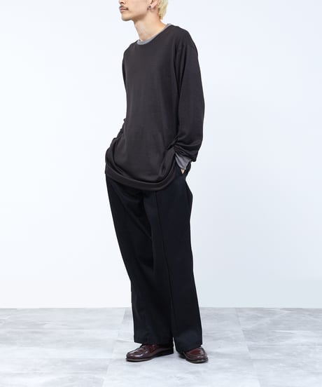And A アンドエー / 2/72 WOOL JERSEY L/S RINGER KNIT TEE super100防縮ウォッシャブルウールジャージーリンガーニットロンT / AA-A23M005
