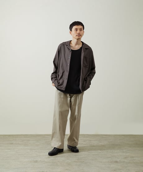 And A アンドエー / SUPER 140’S WOOL SAXONY OPEN COLLAR L/S SHIRT スーパー140’Sウールサキソニーオープンカラーシャツ / AA-S24M001
