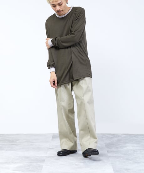 And A アンドエー / 2/72 WOOL JERSEY L/S RINGER KNIT TEE super100防縮ウォッシャブルウールジャージーリンガーニットロンT / AA-A23M005