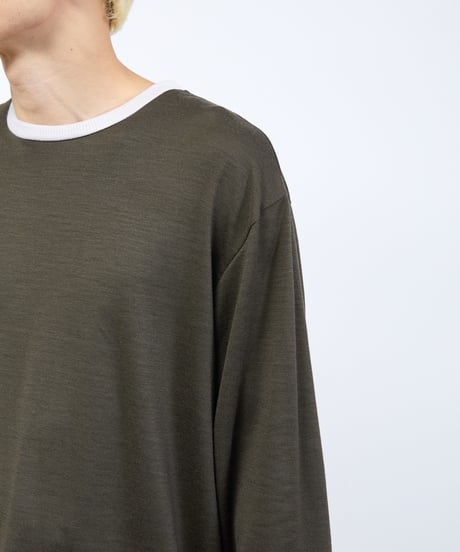 And A アンドエー / 2/72 WOOL JERSEY L/S RINGER KNIT TEE super100防縮ウォッシャブルウールジャージーリンガーニットロンT / AA-A23M005