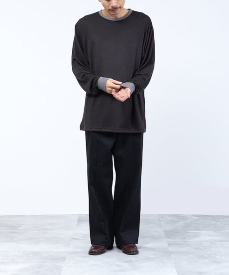 And A アンドエー / 2/72 WOOL JERSEY L/S RINGER KNIT TEE super100防縮ウォッシャブルウールジャージーリンガーニットロンT / AA-A23M005