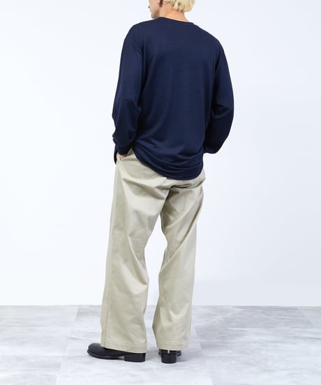 And A アンドエー / 2/72 WOOL JERSEY L/S KNIT TEE super100防縮ウォッシャブルウールジャージーニットロンT / AA-A23M004
