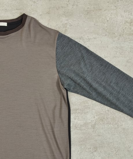 And A アンドエー / 2/72 WOOL JERSEY L/S CRAZY KNIT TEE super100防縮ウォッシャブルウールジャージークレイジーニットロンT / AA-A23M006