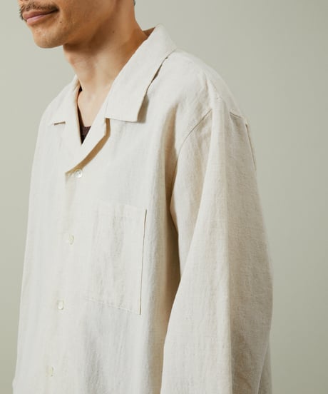 And A アンドエー / COTTON / LINEN OPEN COLLAR L/S LINEN SHIRT JACKET リネンブレンドオープンカラーシャツ / AA-S24M003