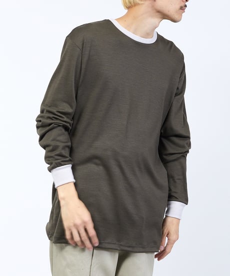 And A アンドエー / 2/72 WOOL JERSEY L/S RINGER KNIT TEE super100防縮ウォッシャブルウールジャージーリンガーニットロンT / AA-A23M005