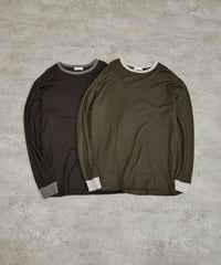 And A アンドエー / 2/72 WOOL JERSEY L/S RINGER KNIT TEE super100防縮ウォッシャブルウールジャージーリンガーニットロンT / AA-A23M005