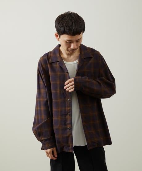 And A アンドエー / WOOL BLEND OPEN COLLAR L/S CHECK SHIRT JACKET ウールブレンドオープンカラーシャツ / AA-S24M002