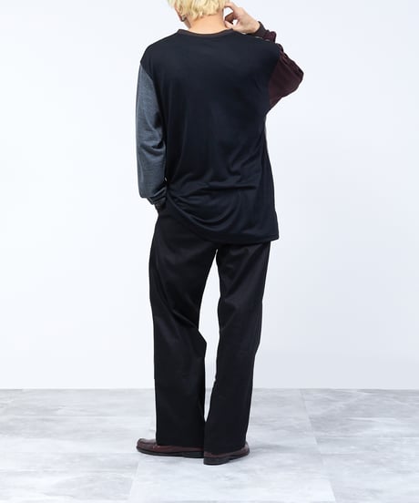 And A アンドエー / 2/72 WOOL JERSEY L/S CRAZY KNIT TEE super100防縮ウォッシャブルウールジャージークレイジーニットロンT / AA-A23M006