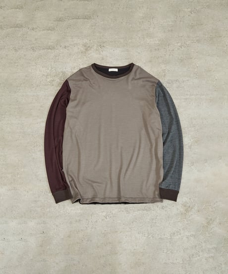 And A アンドエー / 2/72 WOOL JERSEY L/S CRAZY KNIT TEE super100防縮ウォッシャブルウールジャージークレイジーニットロンT / AA-A23M006