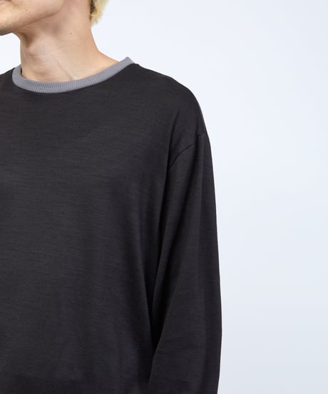 And A アンドエー / 2/72 WOOL JERSEY L/S RINGER KNIT TEE super100防縮ウォッシャブルウールジャージーリンガーニットロンT / AA-A23M005