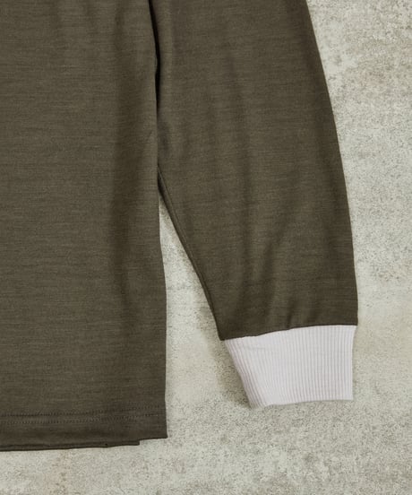 And A アンドエー / 2/72 WOOL JERSEY L/S RINGER KNIT TEE super100防縮ウォッシャブルウールジャージーリンガーニットロンT / AA-A23M005