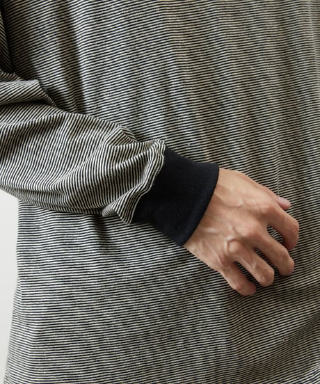 And A アンドエー / HEMP BREND L/S SLEEVE CUT & SEWN ヘンプブレンドナローピッチボーダーカットソー ロンT / AA-A24M003