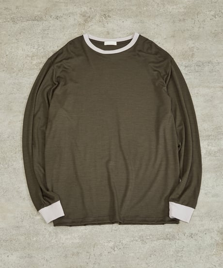 And A アンドエー / 2/72 WOOL JERSEY L/S RINGER KNIT TEE super100防縮ウォッシャブルウールジャージーリンガーニットロンT / AA-A23M005