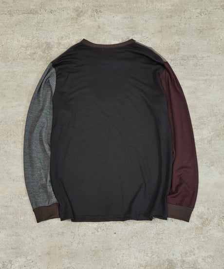 And A アンドエー / 2/72 WOOL JERSEY L/S CRAZY KNIT TEE super100防縮ウォッシャブルウールジャージークレイジーニットロンT / AA-A23M006