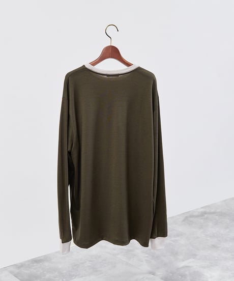 And A アンドエー / 2/72 WOOL JERSEY L/S RINGER KNIT TEE super100防縮ウォッシャブルウールジャージーリンガーニットロンT / AA-A23M005