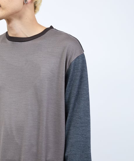 And A アンドエー / 2/72 WOOL JERSEY L/S CRAZY KNIT TEE super100防縮ウォッシャブルウールジャージークレイジーニットロンT / AA-A23M006