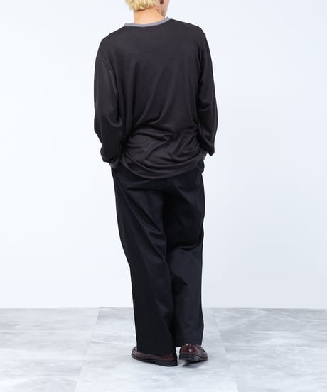And A アンドエー / 2/72 WOOL JERSEY L/S RINGER KNIT TEE super100防縮ウォッシャブルウールジャージーリンガーニットロンT / AA-A23M005