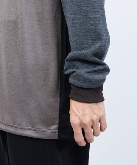 And A アンドエー / 2/72 WOOL JERSEY L/S CRAZY KNIT TEE super100防縮ウォッシャブルウールジャージークレイジーニットロンT / AA-A23M006