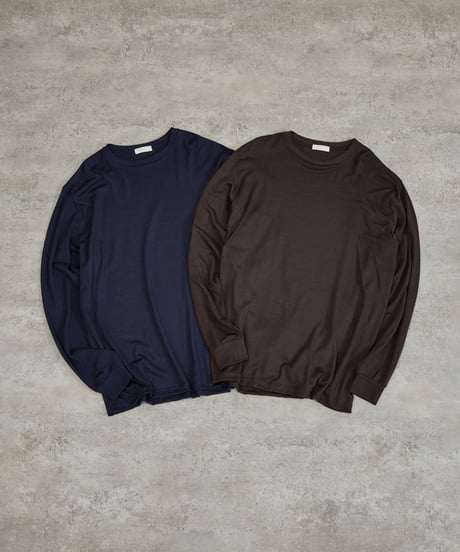And A アンドエー / 2/72 WOOL JERSEY L/S KNIT TEE super100防縮ウォッシャブルウールジャージーニットロンT / AA-A23M004