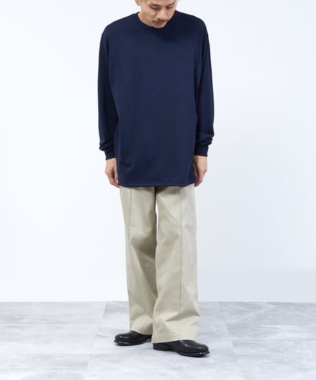And A アンドエー / 2/72 WOOL JERSEY L/S KNIT TEE super100防縮ウォッシャブルウールジャージーニットロンT / AA-A23M004