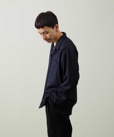 And A アンドエー / SUPER 140’S WOOL SAXONY OPEN COLLAR L/S SHIRT スーパー140’Sウールサキソニーオープンカラーシャツ / AA-S24M001