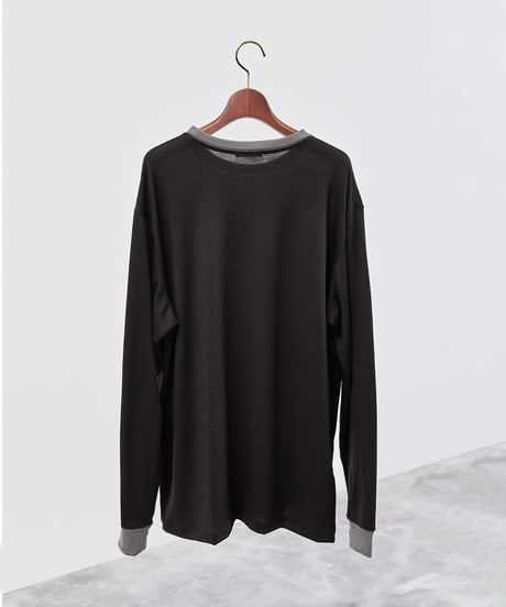And A アンドエー / 2/72 WOOL JERSEY L/S RINGER KNIT TEE super100防縮ウォッシャブルウールジャージーリンガーニットロンT / AA-A23M005