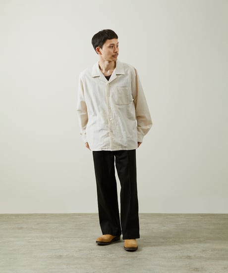And A アンドエー / COTTON / LINEN OPEN COLLAR L/S LINEN SHIRT JACKET リネンブレンドオープンカラーシャツ / AA-S24M003
