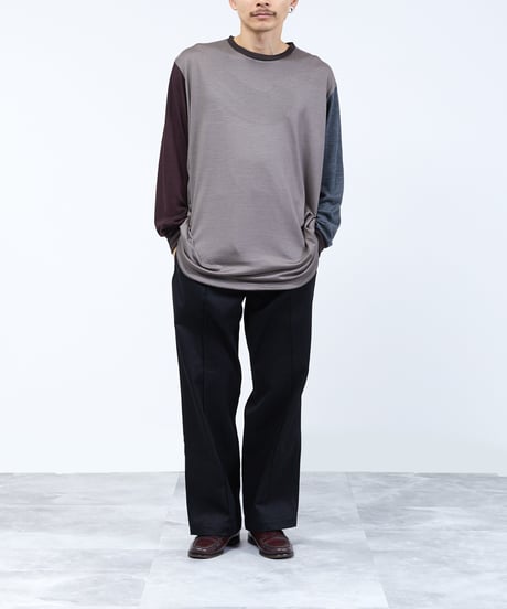 And A アンドエー / 2/72 WOOL JERSEY L/S CRAZY KNIT TEE super100防縮ウォッシャブルウールジャージークレイジーニットロンT / AA-A23M006
