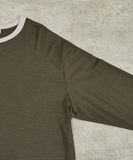 And A アンドエー / 2/72 WOOL JERSEY L/S RINGER KNIT TEE super100防縮ウォッシャブルウールジャージーリンガーニットロンT / AA-A23M005